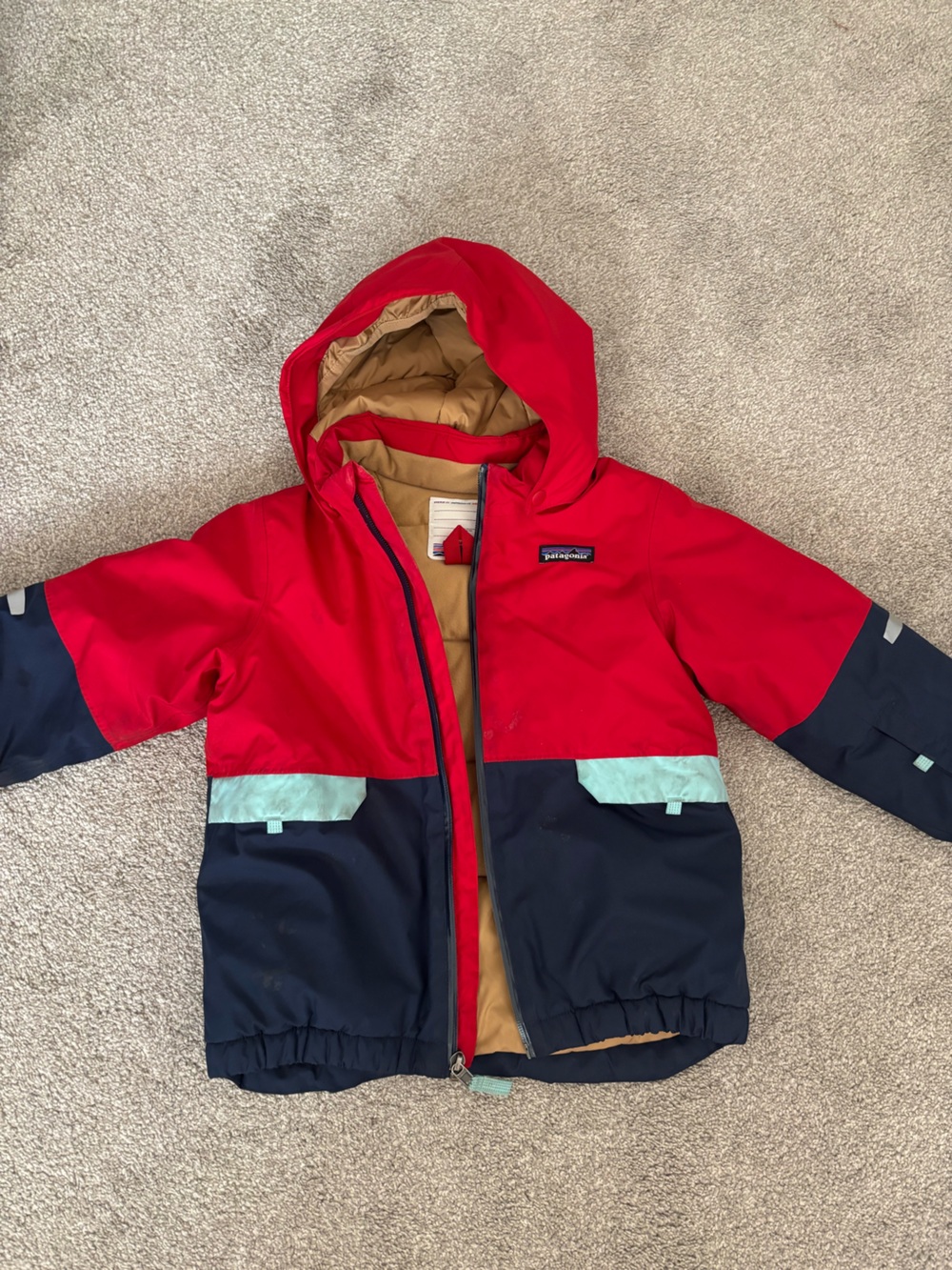 Patagonia Kids Ski Jacket and Pants in Red, Navy & Mint